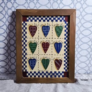 Debbie Mumm Signed Folk Art Love Is Patient Framed Cottage Farmhouse Wall Decor